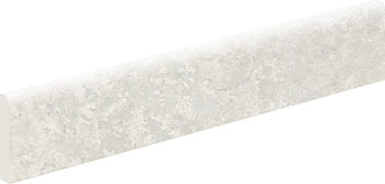 Sleek almond porcelain bullnose trim with a refined semi-matte finish and subtle 3D texture, exuding contemporary elegance.