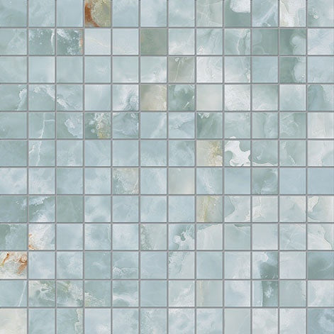 Luxury blue onyx porcelain mosaic with a matte finish, evoking timeless elegance and refined depth for sophisticated interiors.