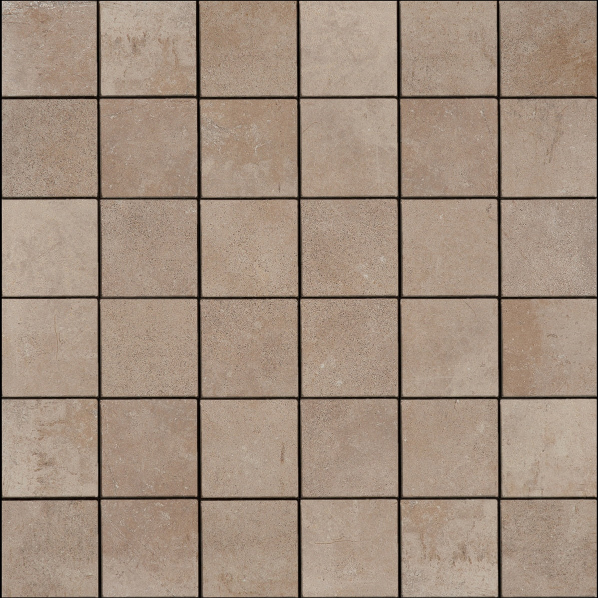 Matte terracotta porcelain mosaic with warm, earthy tones and handcrafted charm, evoking timeless Tuscan elegance in a straight-stack pattern.