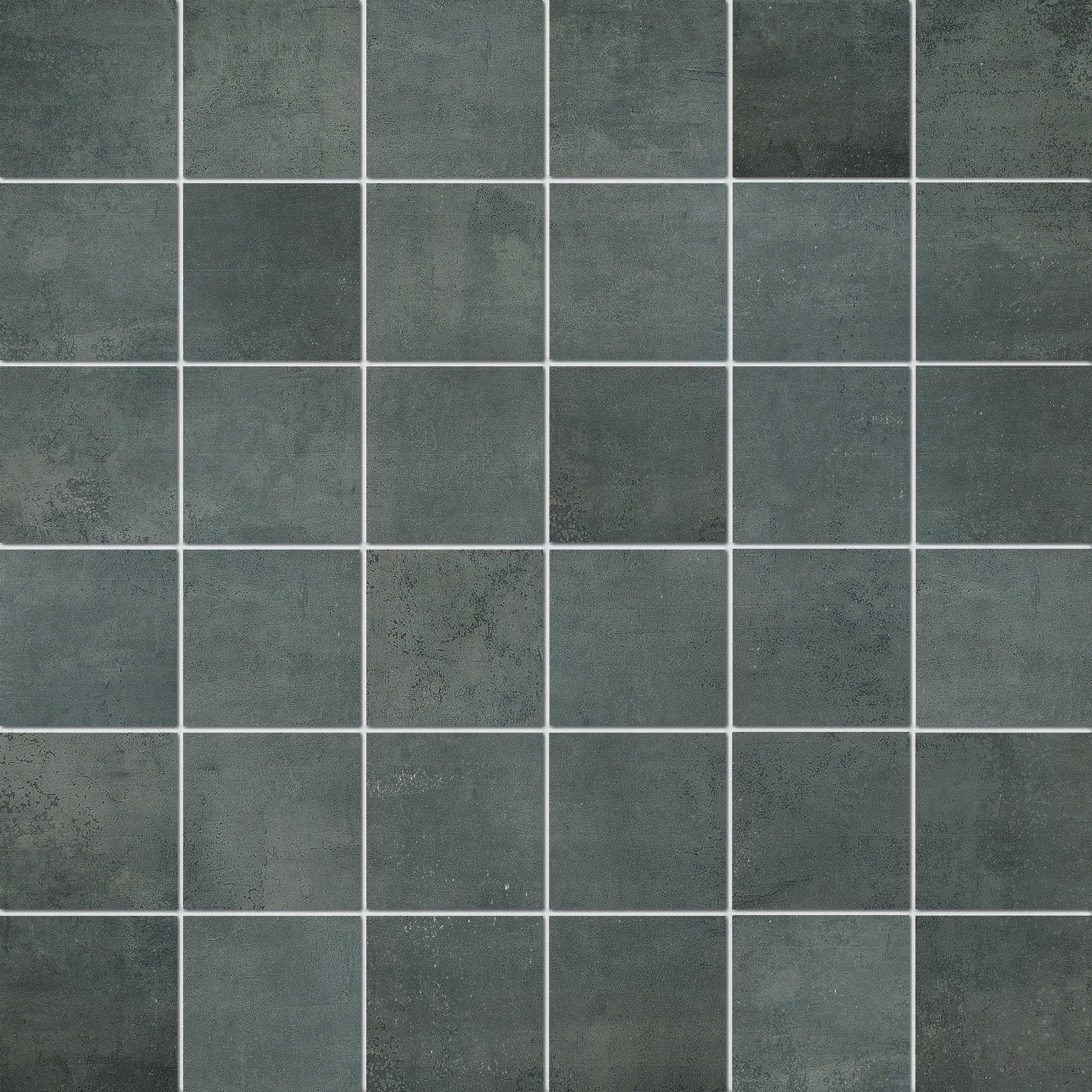 Matte black porcelain mosaic tiles with subtle wood-effect inlay, offering refined minimalist elegance for modern interiors.