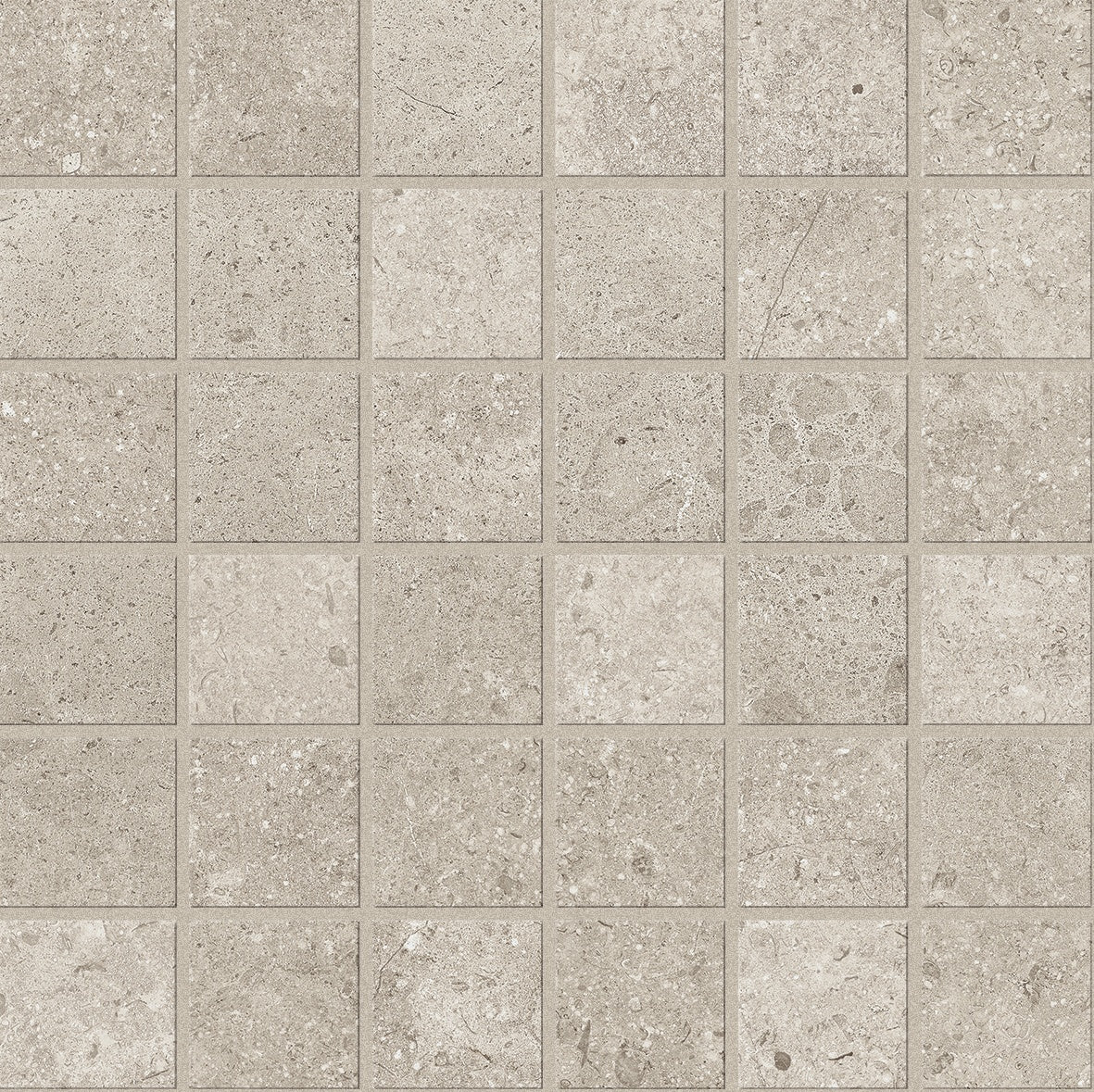 Matte sand-toned porcelain mosaic with interlocking squares, evoking warm minimalist serenity through soft wood-inlay textures and earthy refinement.