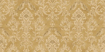 Matte ochre porcelain wall tile with refined contemporary deco pattern, exuding warmth and artistic sophistication.