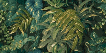Matte green porcelain wall tile with a contemporary tropicalia design, featuring refined earthy tones and a smooth, handcrafted surface.