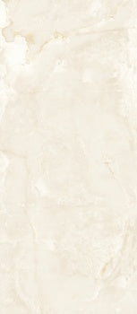 Luxurious almond-hued porcelain tile with subtle travertine texture, refined rectified edges, and a soft semi-matte finish for timeless elegance.