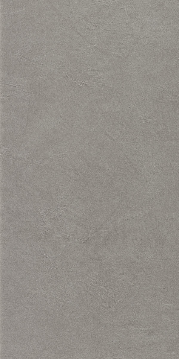 Sleek rectified porcelain tile in matte gray with subtle 3D texture, evoking minimalist resin flooring for modern interiors.