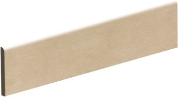 Minimalist beige porcelain bullnose trim with a soft matte finish and refined 3D texture, blending seamless elegance into contemporary interiors.