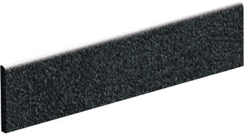 Matte black porcelain bullnose trim with a sleek, resin-inspired texture for seamless contemporary transitions in minimalist interiors.