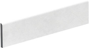 Sleek white porcelain bullnose trim with a soft matte finish and subtle 3D texture, blending minimalist elegance with contemporary resin-inspired sophistication.