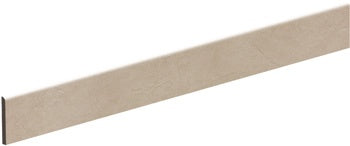 Minimalist almond-toned porcelain bullnose trim with a soft matte finish and refined 3D texture for seamless transitions.