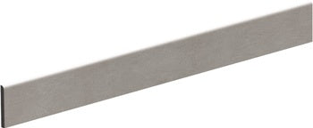 Minimalist gray porcelain bullnose trim with a matte resin-inspired texture, blending sleek modernity with understated luxury.