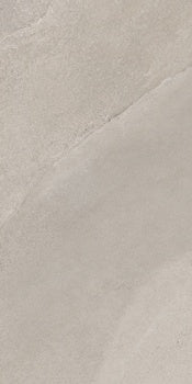 Soft-textured beige porcelain tile with organic slate ripples and weathered stone-forest elegance, matte finish, refined rectified edges.