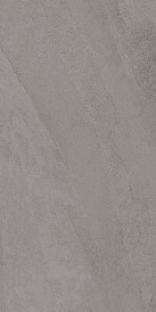 Elegant slate-gray porcelain tile with soft ripples and weathered furrows, evoking the organic textures of a timeless stone forest.
