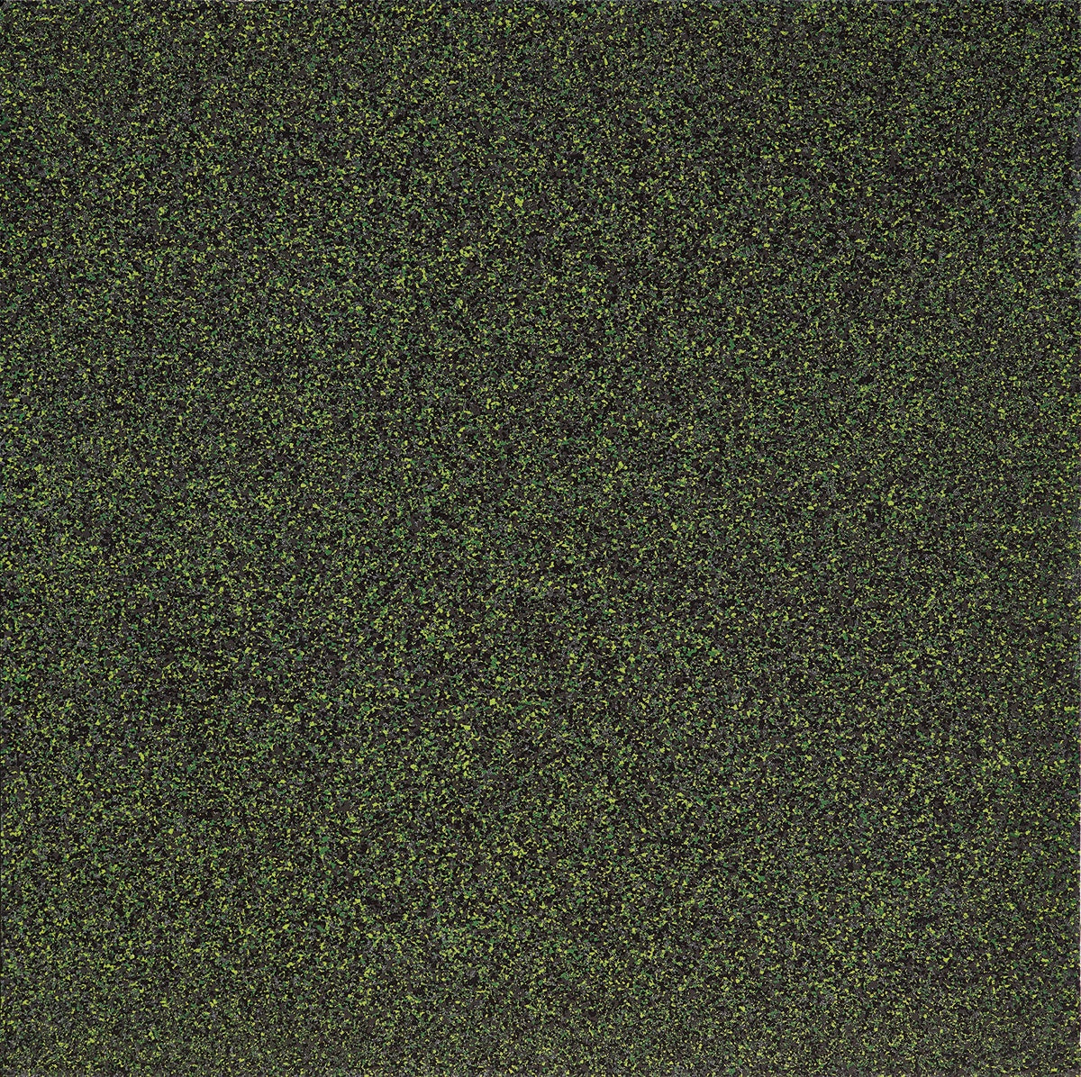 Luxurious large-format terrazzo-look porcelain tile in deep green with glossy, restorable finish and bold chips-and-flakes texture.