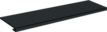 Matte black through-body porcelain border corner with refined rectified edges, embodying monochromatic elegance and serene harmony.