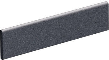 Sleek titanium-gray porcelain bullnose trim with refined glossy finish for seamless contemporary transitions.