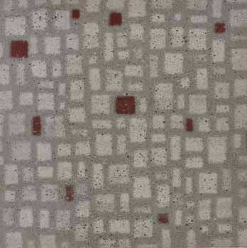 Matte porcelain tile in deep map-red, square, rectified edges, minimalist industrial elegance with through-body color for timeless luxury.