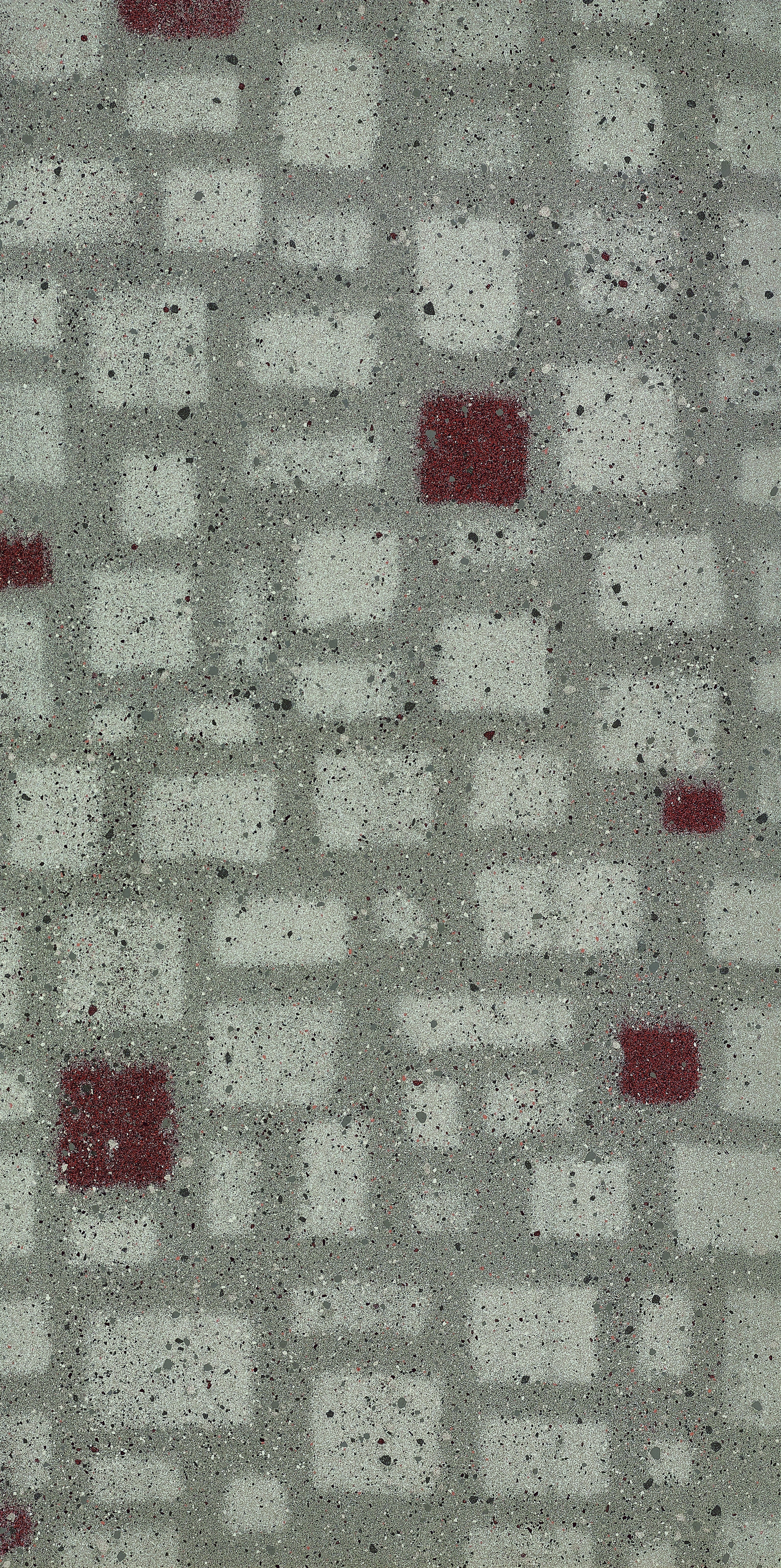 Rectified matte porcelain tile in deep map-red, with a through-body contemporary deco pattern, exuding industrial-chic elegance.