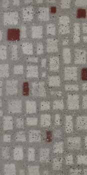 Rectified matte porcelain tile in deep map-red, with a through-body contemporary deco pattern, exuding industrial-chic elegance.