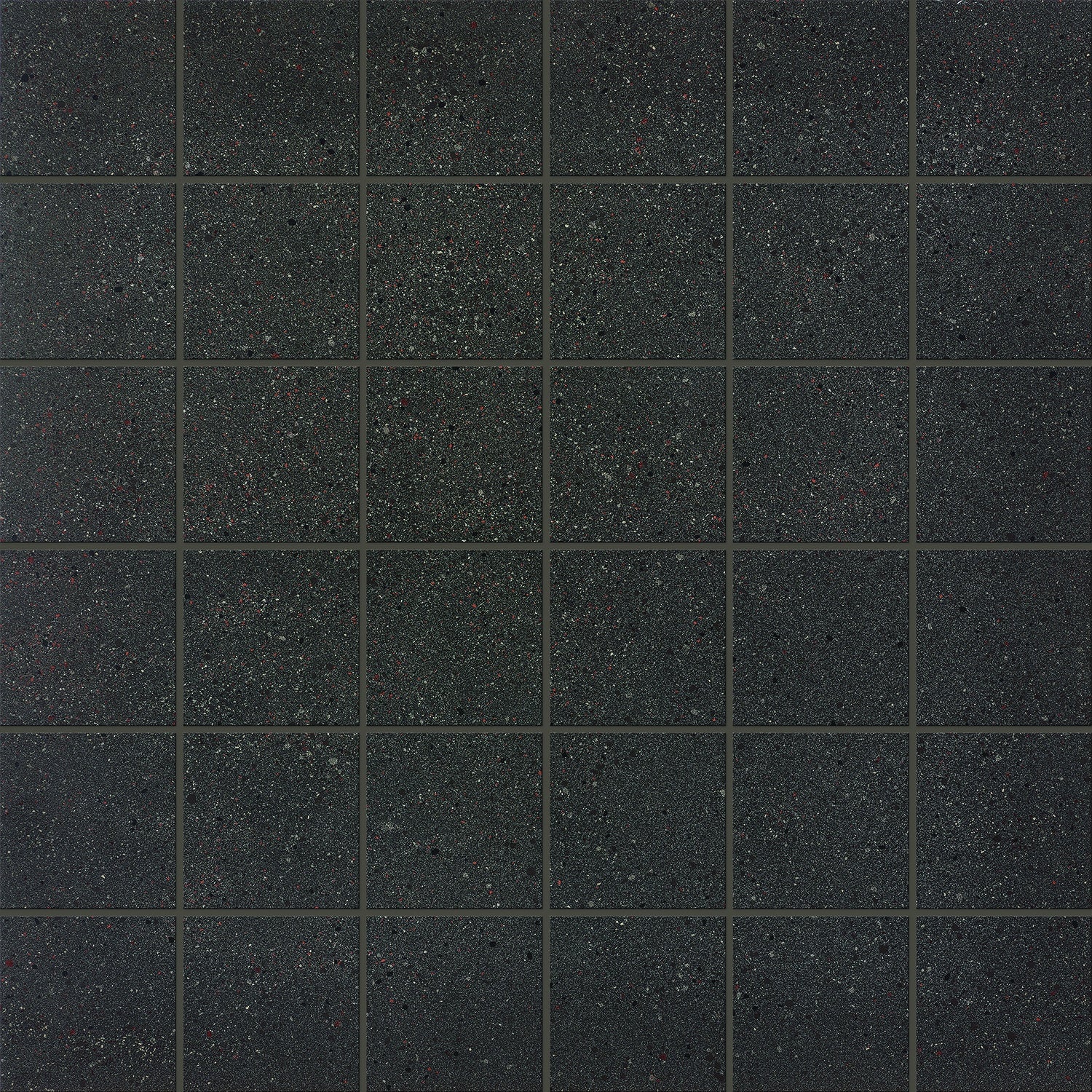 Industrial-chic dark gray porcelain mosaic with subtle multicolored grains and a matte concrete finish for timeless urban elegance.