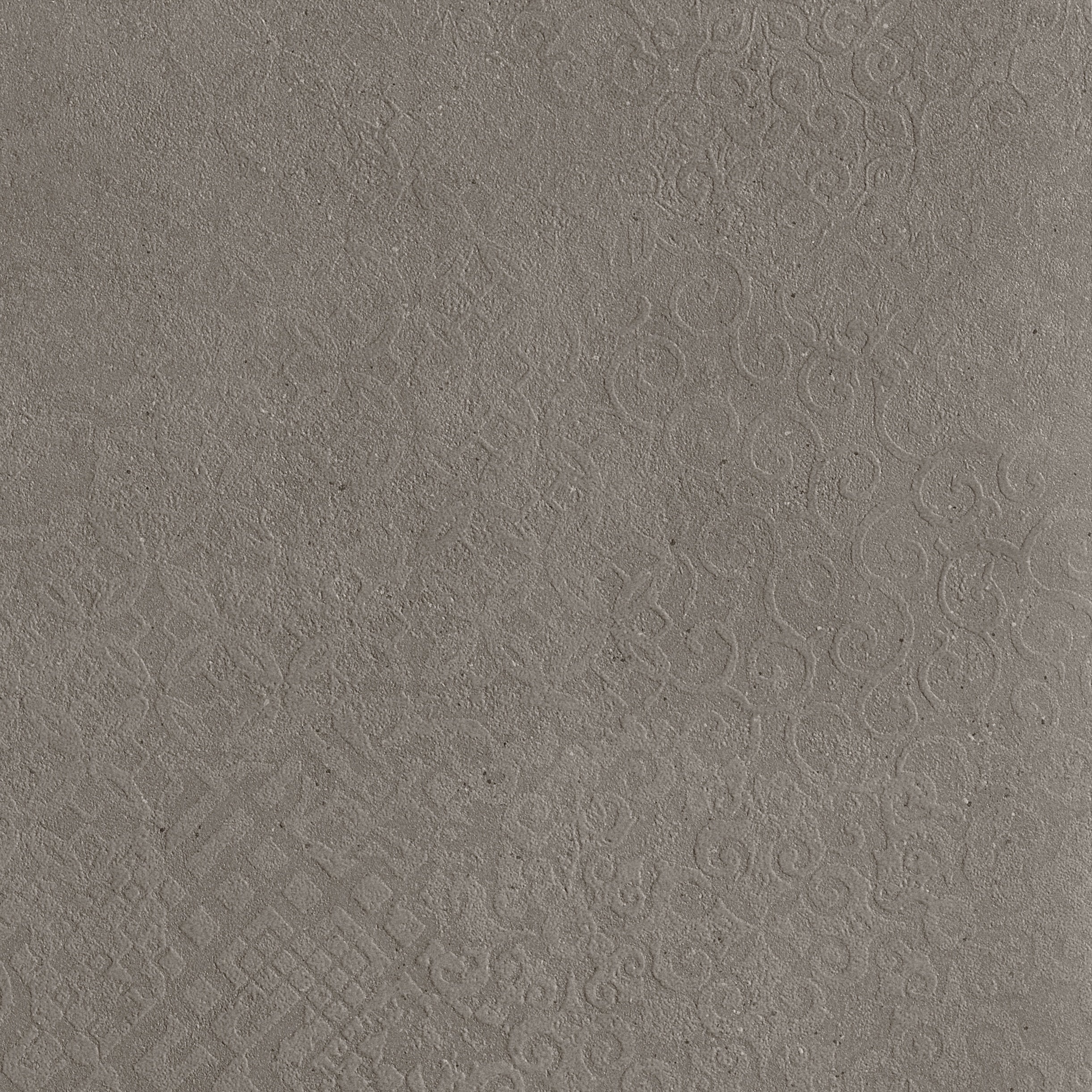 Luxurious dark gray porcelain tile with a matte, textured concrete effect and subtle luminous reflections for modern elegance.