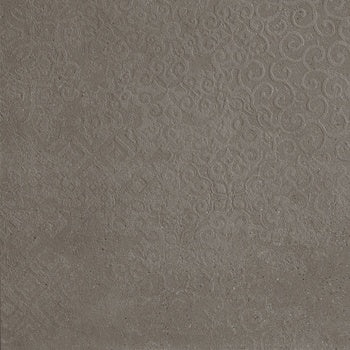 Dark gray porcelain tile with a matte, textured concrete finish, subtle luminous reflections, and elegant industrial charm.