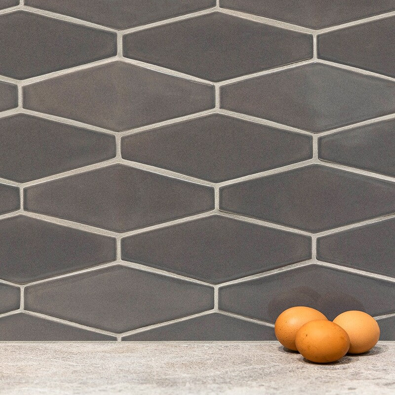STATUS CERAMIC: Barn Longest Hexagon Field Tile (glossy | 3"x7"x7/8" | beveled)