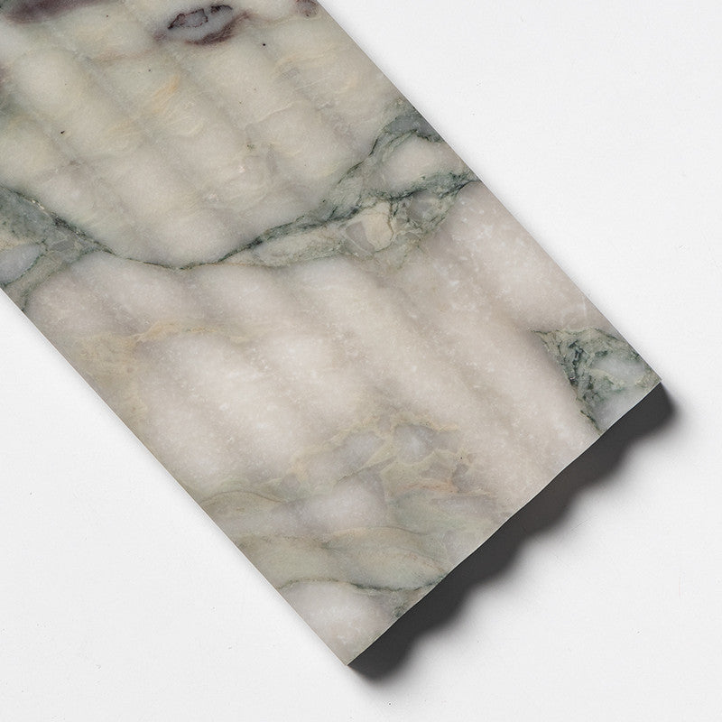 FLUTED: Calacatta Green Field Deco Tile (honed | 6"x24"x3/4" | straight cut)