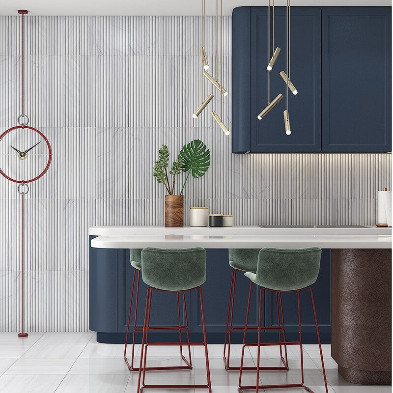 FLUTED: Bianco Dolomiti Field Deco Tile (honed | 6"x24"x3/4" | straight cut)