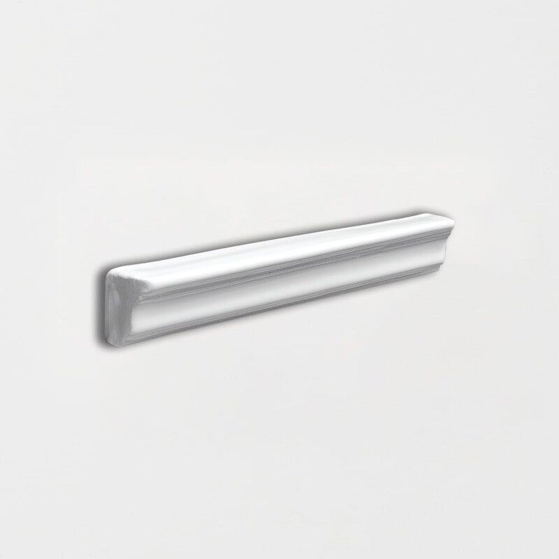 ANTIQUED MALLORCA: Royal White Glazed Terracotta Finishing Edge (1"x6"x3/4" | glossy)