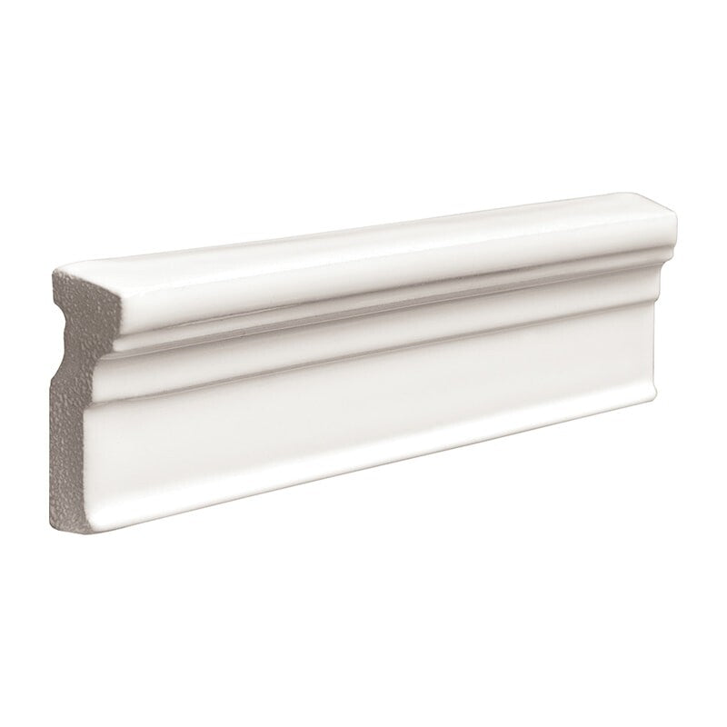 MARSALA BIANCO: White Ceramic Ogee Molding (glossy | 2"x6"x3/4" | beveled)