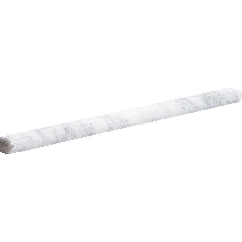 WHITE CARRARA : Pencil Liner (honed | 11/16"x12"x1/2" | straight cut)