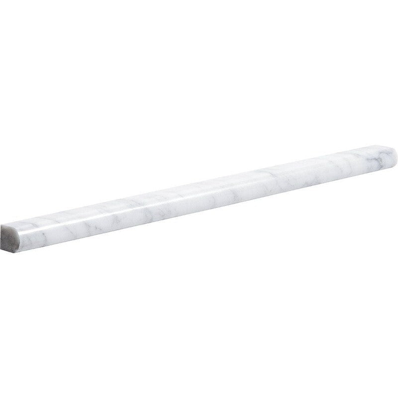 WHITE CARRARA : Pencil Liner (polished | 11/16"x12"x1/2" | straight cut)