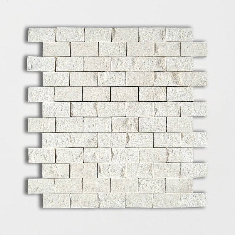 CHAMPAGNE: 1X2 Staggered Joint Mosaic (rock face | 12"x12"x5/8" | straight cut)