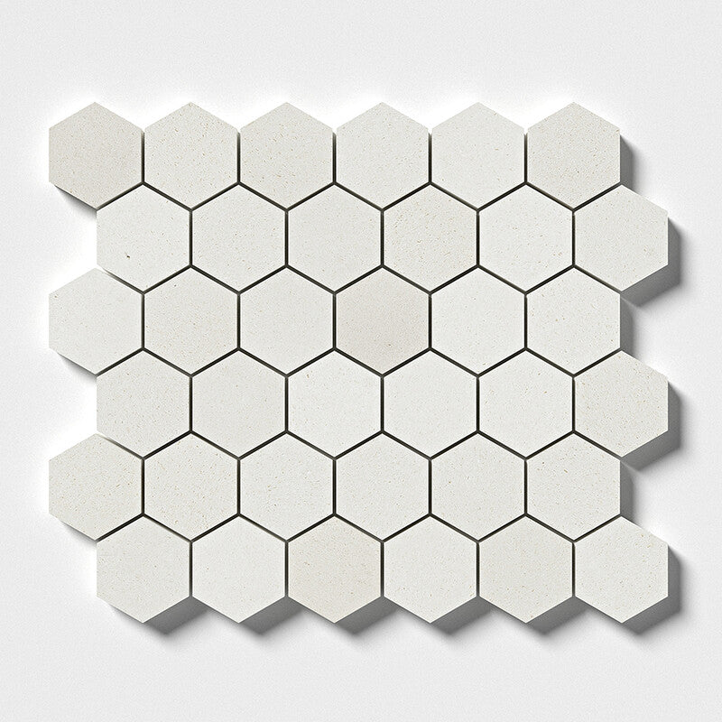 CHAMPAGNE: Hexagon Mosaic (honed | 10"x12"x3/8" | straight cut)