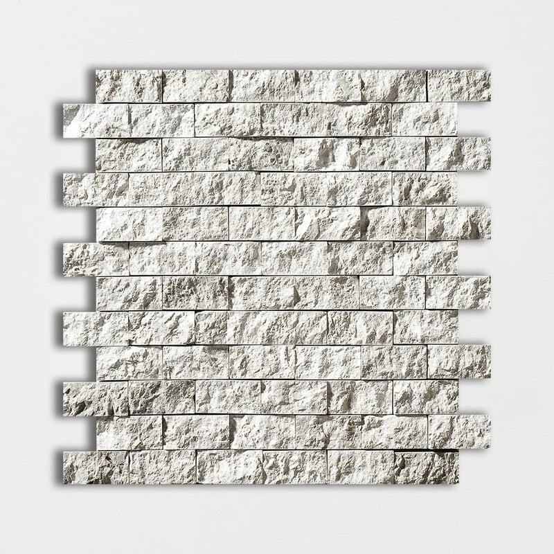 SILVER SHADOW : 1X2 Staggered Joint Mosaic (rock face | 12"x12"x5/8" | straight cut)