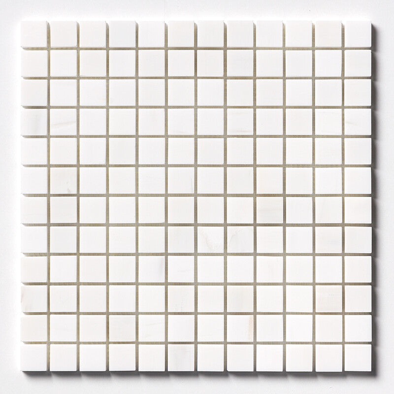SNOW WHITE : 1X1 Straight Stack Mosaic (polished | 12"x12"x3/8" | straight cut)