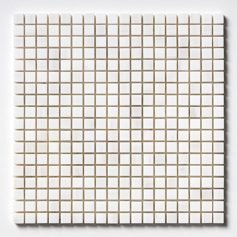 SNOW WHITE : 5/8X5/8 Straight Stack Mosaic (polished | 12"x12"x3/8" | straight cut)