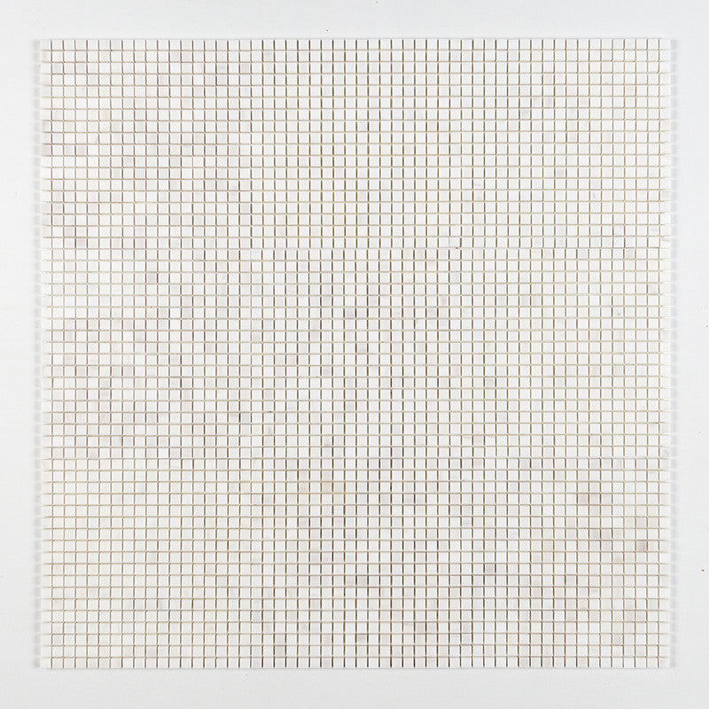 SNOW WHITE : 5/8X5/8 Straight Stack Mosaic (polished | 12"x12"x3/8" | straight cut)