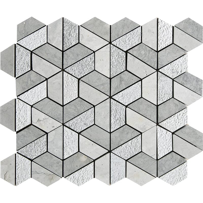 BRITTANIA: 3D Hexagon Mosaic (textured | 10"x12"x3/8" | straight cut)