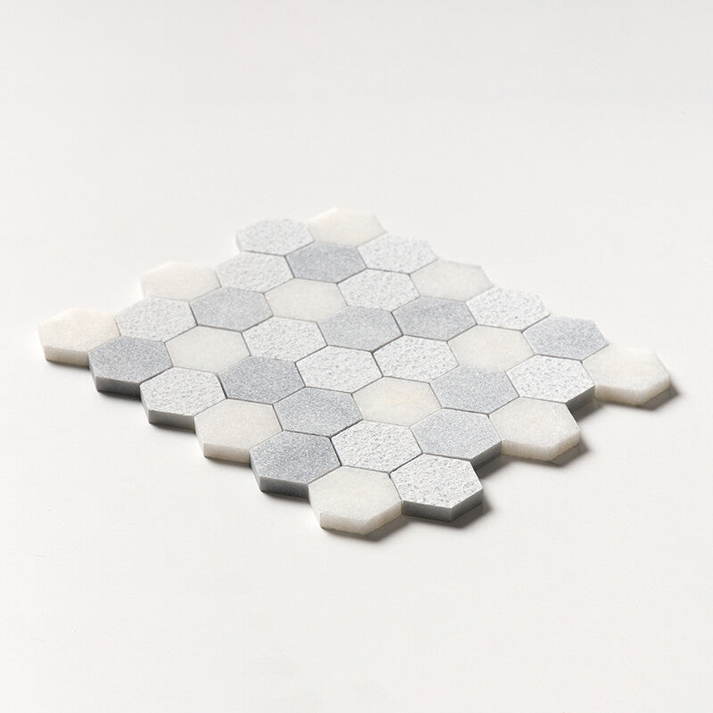 ALLURE LIGHT : Glacier Hexagon Mosaic (textured | 10"x12"x3/8" | straight cut)