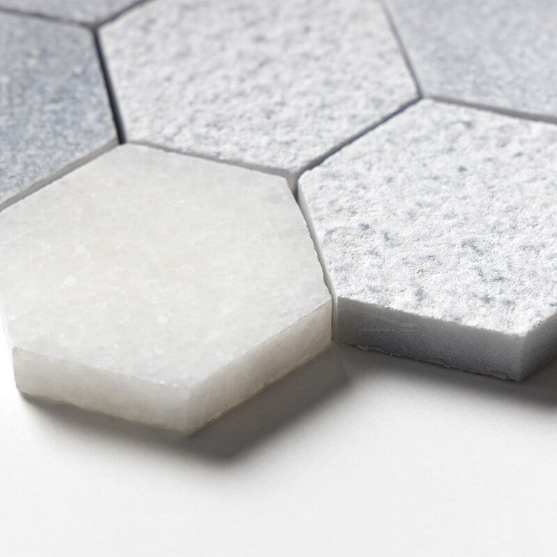 ALLURE LIGHT : Glacier Hexagon Mosaic (textured | 10"x12"x3/8" | straight cut)