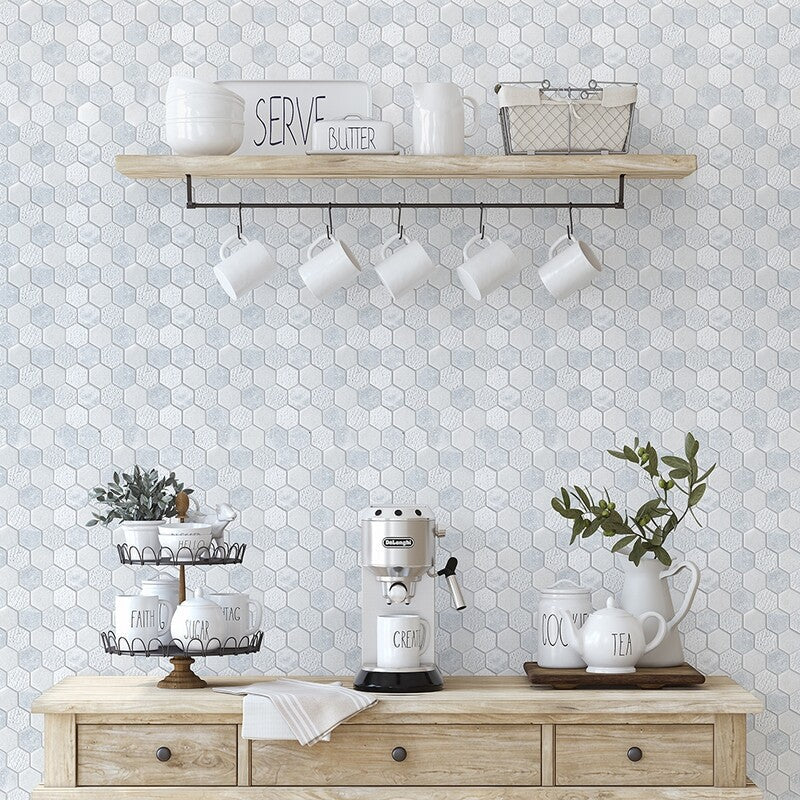 ALLURE LIGHT : Glacier Hexagon Mosaic (textured | 10"x12"x3/8" | straight cut)