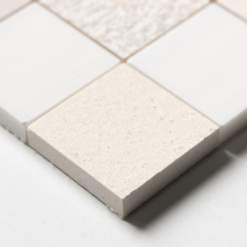 RED LAGUNA : Heartsmere Seashell 2X2 Straight Stack Mosaic (textured | 12"x12"x3/8" | straight cut)