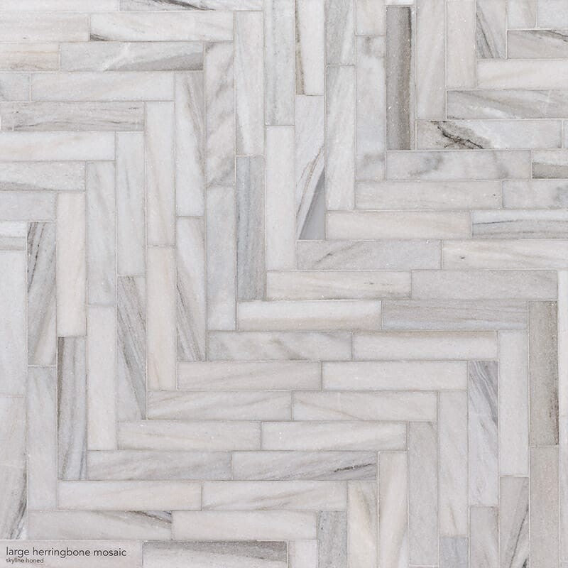 SKYLINE : Large Herringbone Mosaic (polished | 9"x12"x7/8" | straight cut)