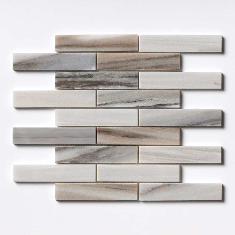 SKYLINE : 1 1/4X6 Staggered Joint Mosaic (honed | 12"x12"x3/8" | straight cut)