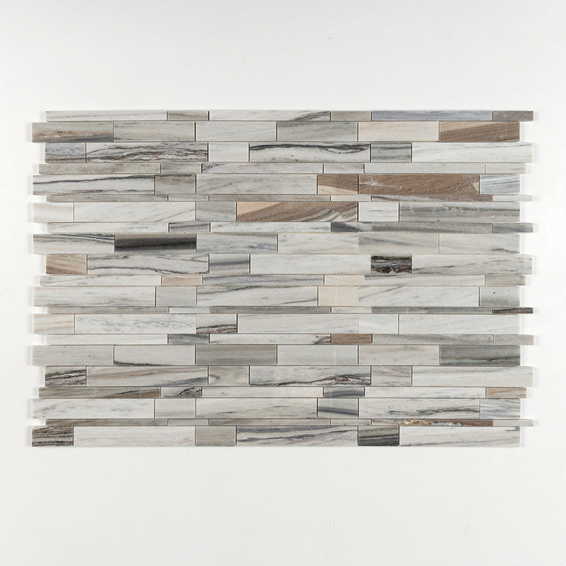 SKYLINE : Slides Random Strip Mosaic (honed | 11"x17"x1/2" | straight cut)