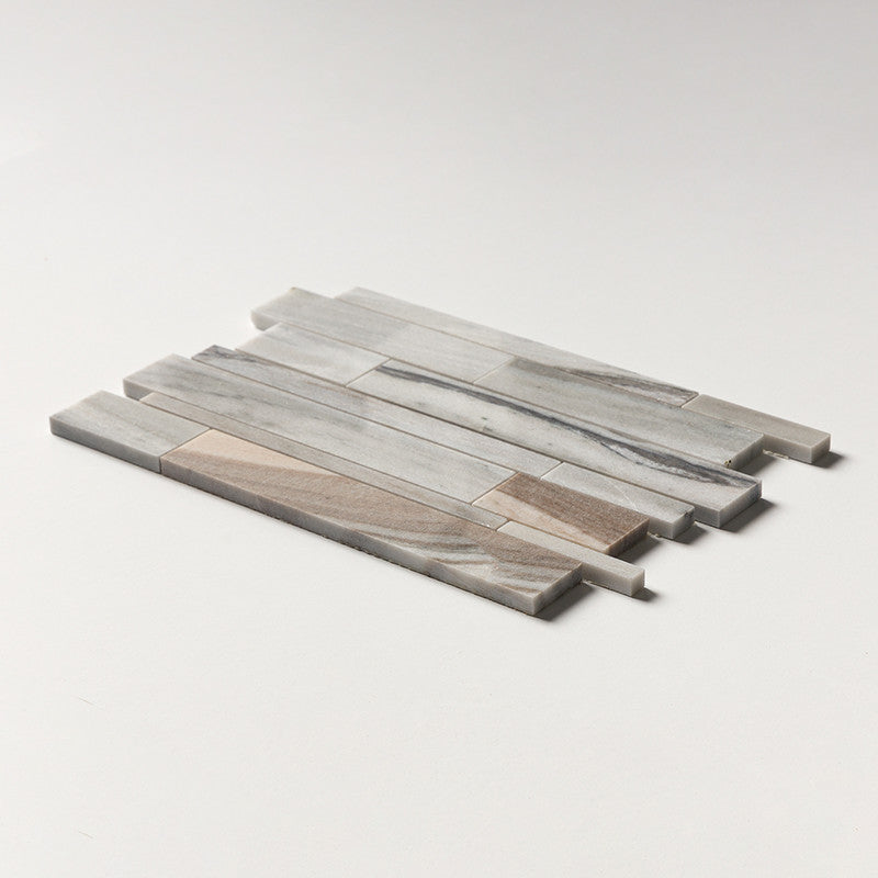 SKYLINE : Slides Random Strip Mosaic (honed | 11"x17"x1/2" | straight cut)