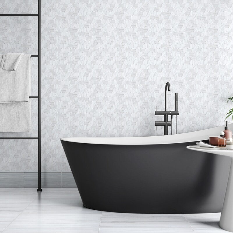 BIANCO DOLOMITI CLASSIC : Hexagon Mosaic (honed | 10"x12"x3/8" | straight cut)