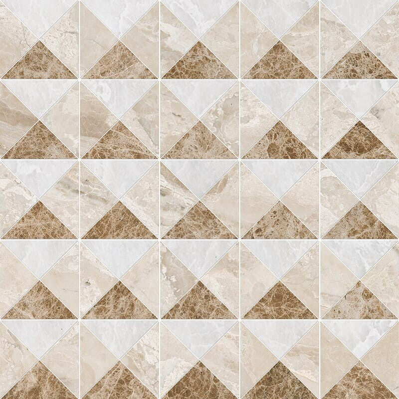 PARADISE : Diana Royal, Paradise Devon Triangular Mosaic (polished | 12"x12"x1/2" | straight cut)