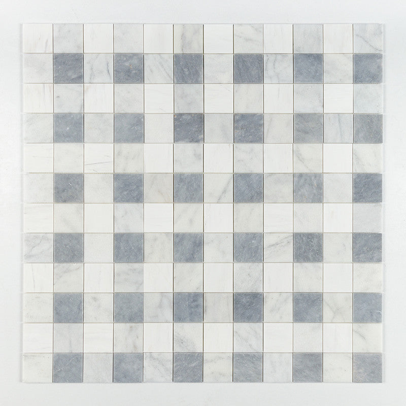 CHESTER PLAID : Snow White Glacier 4X4 Straight Stack Mosaic (honed | 16"x16"x3/8" | straight cut)